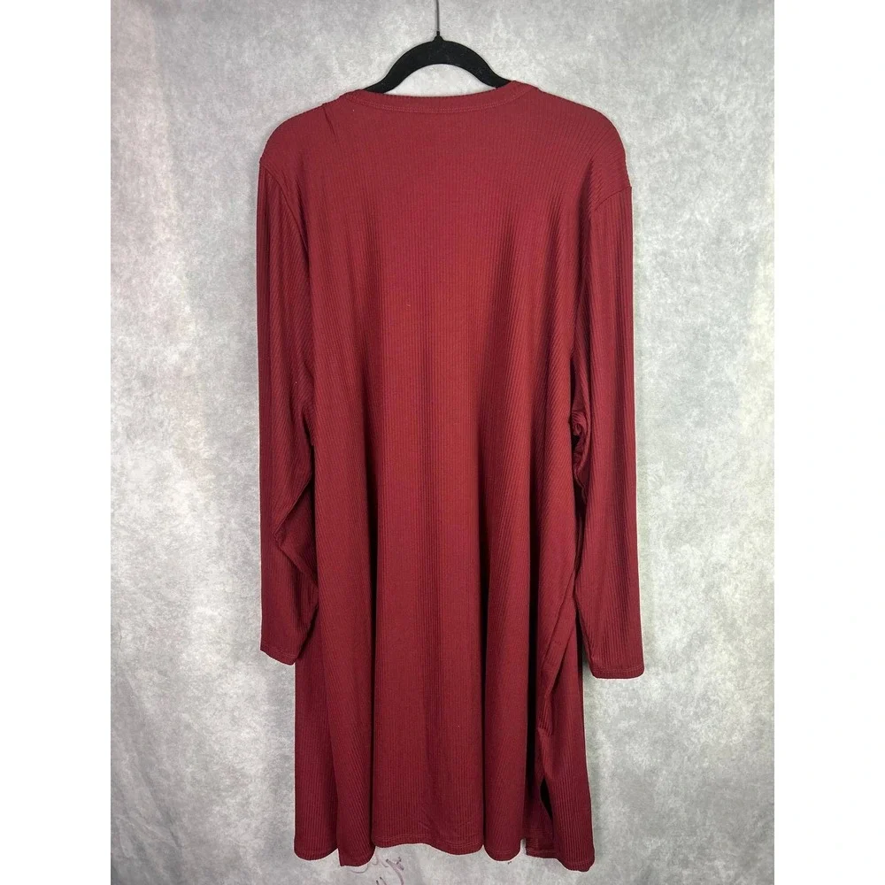 Lane Bryant Cardigan Duster Ribbed Long Sleeve Burgundy Women's Plus Size‎ 26/28